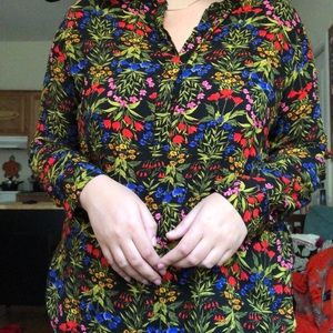 Floral printed button down